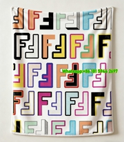 Fendi Multicolor Rainbow FF Logo Flannel Throw Blanket IMG_9510